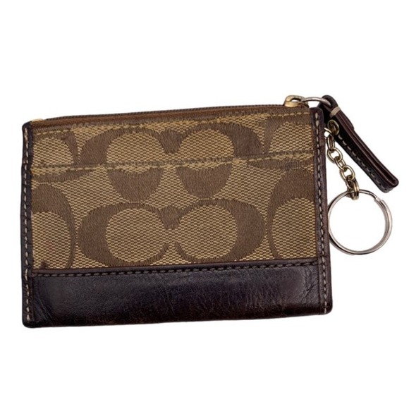COACH Brown Signature Canvas Cardholder / Coin Purse - Picture 2 of 7